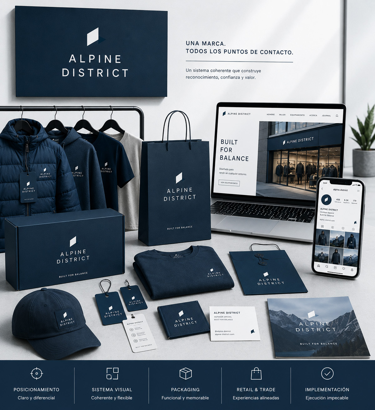 Sistema de marca, packaging, identidad visual y aplicaciones comerciales de rebranding